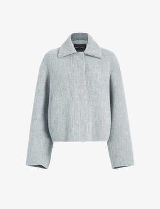 Flat image of Darcy Jacket in Brushed Wool Cashmere in light grey melange