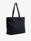 Side image of Days Tote in Pebbled Calf Skin in BLACK