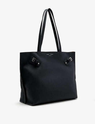 Side image of Days Tote in Pebbled Calf Skin in BLACK