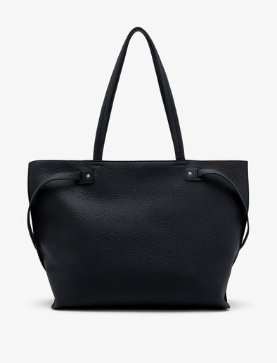 Back image of Days Tote in Pebbled Calf Skin in BLACK