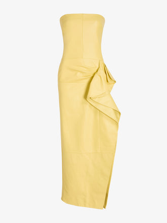 Proenza Schouler still life image of Alonna Dress in Leather in Pale Yellow