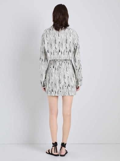Proenza Schouler Full Length Back Image of model wearing Della Jacket in Marble Double Jacquard in White Multi