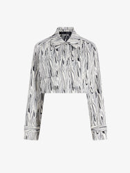 Proenza Schouler Still Life Image of Della Jacket in Marble Double Jacquard in White Multi