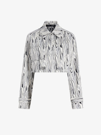 Proenza Schouler Still Life Image of Della Jacket in Marble Double Jacquard in White Multi