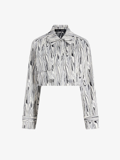 Proenza Schouler Still Life Image of Della Jacket in Marble Double Jacquard in White Multi