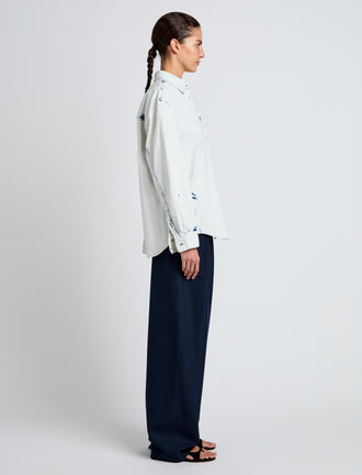 Proenza Schouler side image of model wearing Kruger Top in Bleach Out