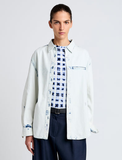 Proenza Schouler front cropped image of model wearing Kruger Top in Bleach Out