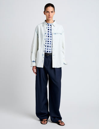 Proenza Schouler front image of model wearing Kruger Top in Bleach Out