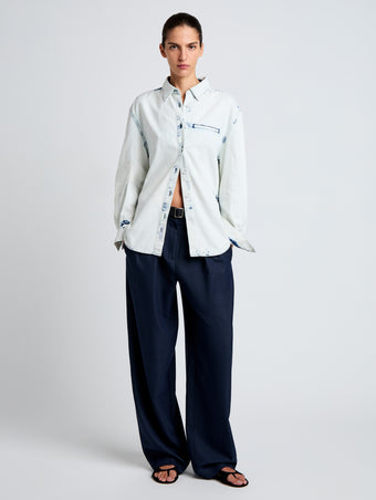 Proenza Schouler front image of model wearing Kruger Top in Bleach Out