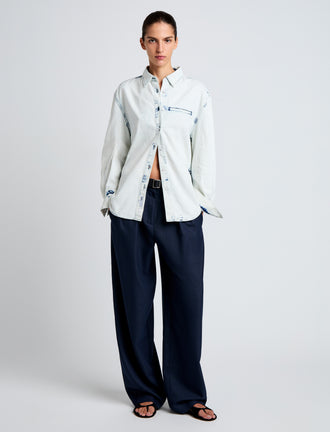 Proenza Schouler front image of model wearing Kruger Top in Bleach Out