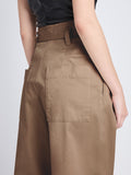 Detail image of model wearing Raver Pant In Soft Cotton Twill in coffee