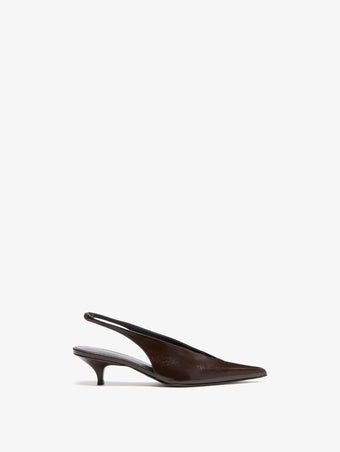 Proenza Schouler Still Life Front Image of Slash Slingbacks in Slick Nappa in Chocolate