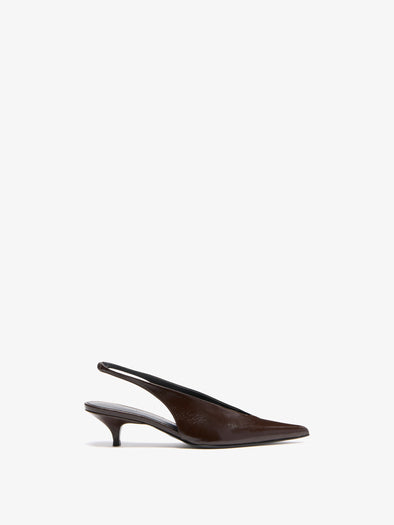 Proenza Schouler Slash Slingbacks in Slick Nappa - Chocolate | Proenza ...
