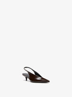 Proenza Schouler Still Life Side Image of Slash Slingbacks in Slick Nappa in Chocolate