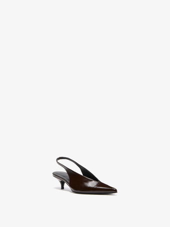 Proenza Schouler Still Life Side Image of Slash Slingbacks in Slick Nappa in Chocolate
