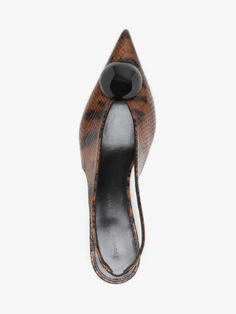 Proenza Schouler Aerial Image of Dome Slash Slingbacks in Embossed Python