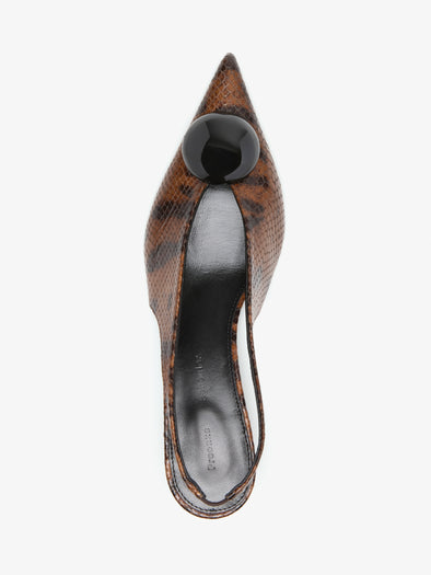 Proenza Schouler Aerial Image of Dome Slash Slingbacks in Embossed Python