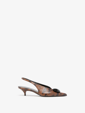 Proenza Schouler Front Image of Dome Slash Slingbacks in Embossed Python 