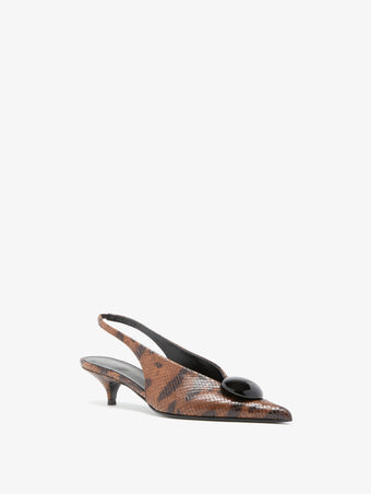 Proenza Schouler 3/4 Image of Dome Slash Slingbacks in Embossed Python
