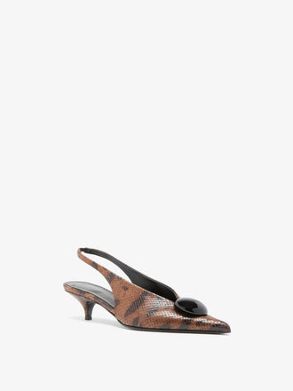 Proenza Schouler 3/4 Image of Dome Slash Slingbacks in Embossed Python