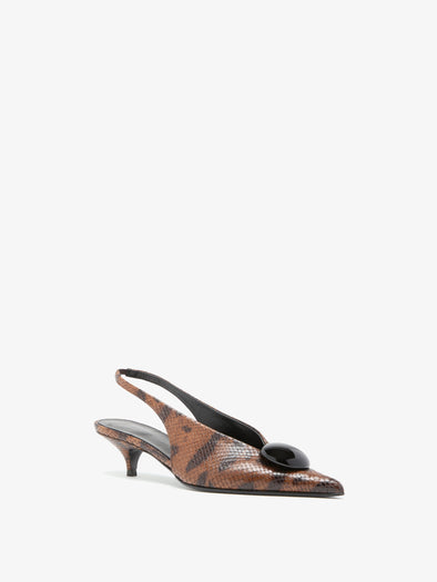 Proenza Schouler 3/4 Image of Dome Slash Slingbacks in Embossed Python