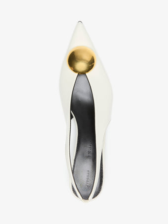 Proenza Schouler Aerial Still Life Image of Dome Slash Slingbacks in Polished Calf in Ivory