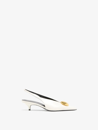Proenza Schouler Front Still Life Image of Dome Slash Slingbacks in Polished Calf in Ivory