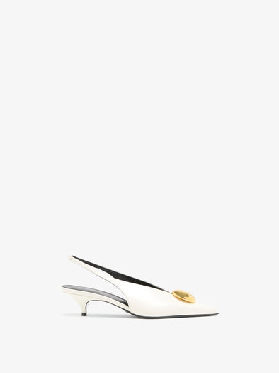Proenza Schouler Front Still Life Image of Dome Slash Slingbacks in Polished Calf in Ivory