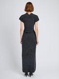 Proenza Schouler Back full length image of model wearing Abie Dress in Clean Boiled Wool in Dark Grey