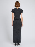 Proenza Schouler Back full length image of model wearing Abie Dress in Clean Boiled Wool in Dark Grey