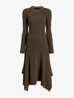 Proenza Schouler Still Life image of Didi Dress in Matte Viscose Velvet Stripe in Khaki Black