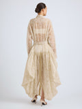Proenza Schouler Back On Model Image of the EDESSA DRESS IN ROSE PRINTED SILK ORGANZA in Ecru Multi