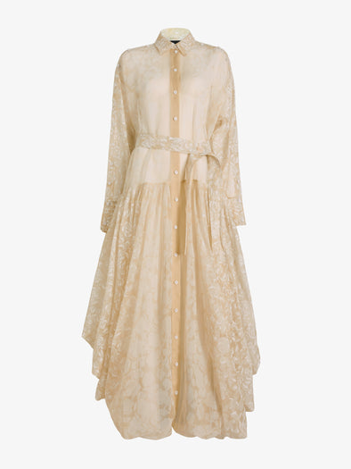 Proenza Schouler Still Life Image of EDESSA DRESS IN ROSE PRINTED SILK ORGANZA in Ecru Multi