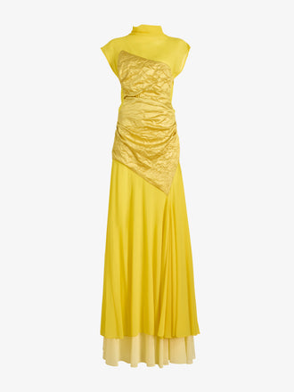 Proenza Schouler Still Life Image of EVENIA DRESS IN STRETCH GEORGETTE in Yellow Multi