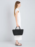Proenza Schouler Still Life Front Image of Model Wearing East West Chelsea Tote in Raffia in Black