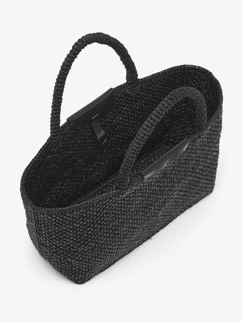 Proenza Schouler Still Life Aerial Image of East West Chelsea Tote in Raffia in Black