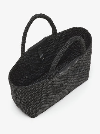 Proenza Schouler Still Life Aerial Image of East West Chelsea Tote in Raffia in Black