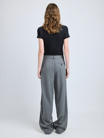 Proenza Schouler Back image of model wearing Eleanor Pant in Melange Flannel in GREY MELANGE