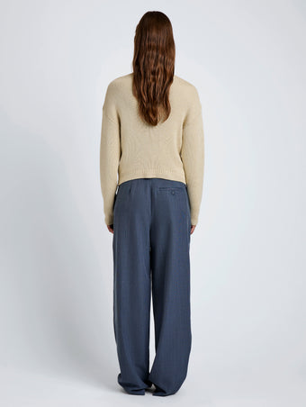 Proenza Schouler Back full length image of model wearing Eleanor Pant in Wool Melange in Denim