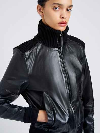 Proenza Schouler detail image of Elenora Jacket in Lightweight Leather in Black