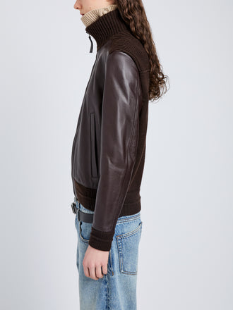 Proenza Schouler detail image of Elenora Jacket in Lightweight Leather in Chocolate