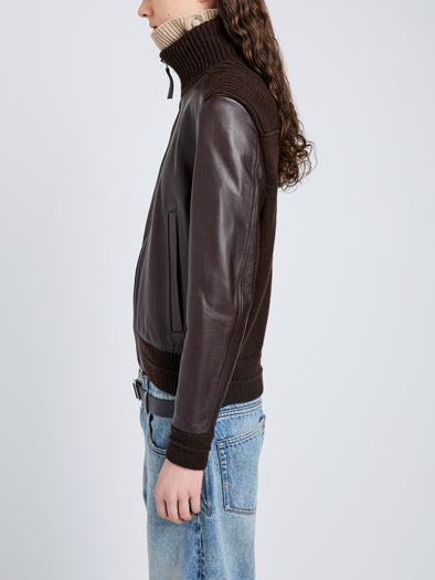 Proenza Schouler detail image of Elenora Jacket in Lightweight Leather in Chocolate