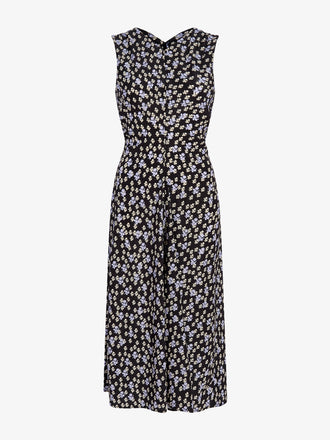 Proenza Schouler flat image of Ella Dress in Printed Silk Viscose in black multi