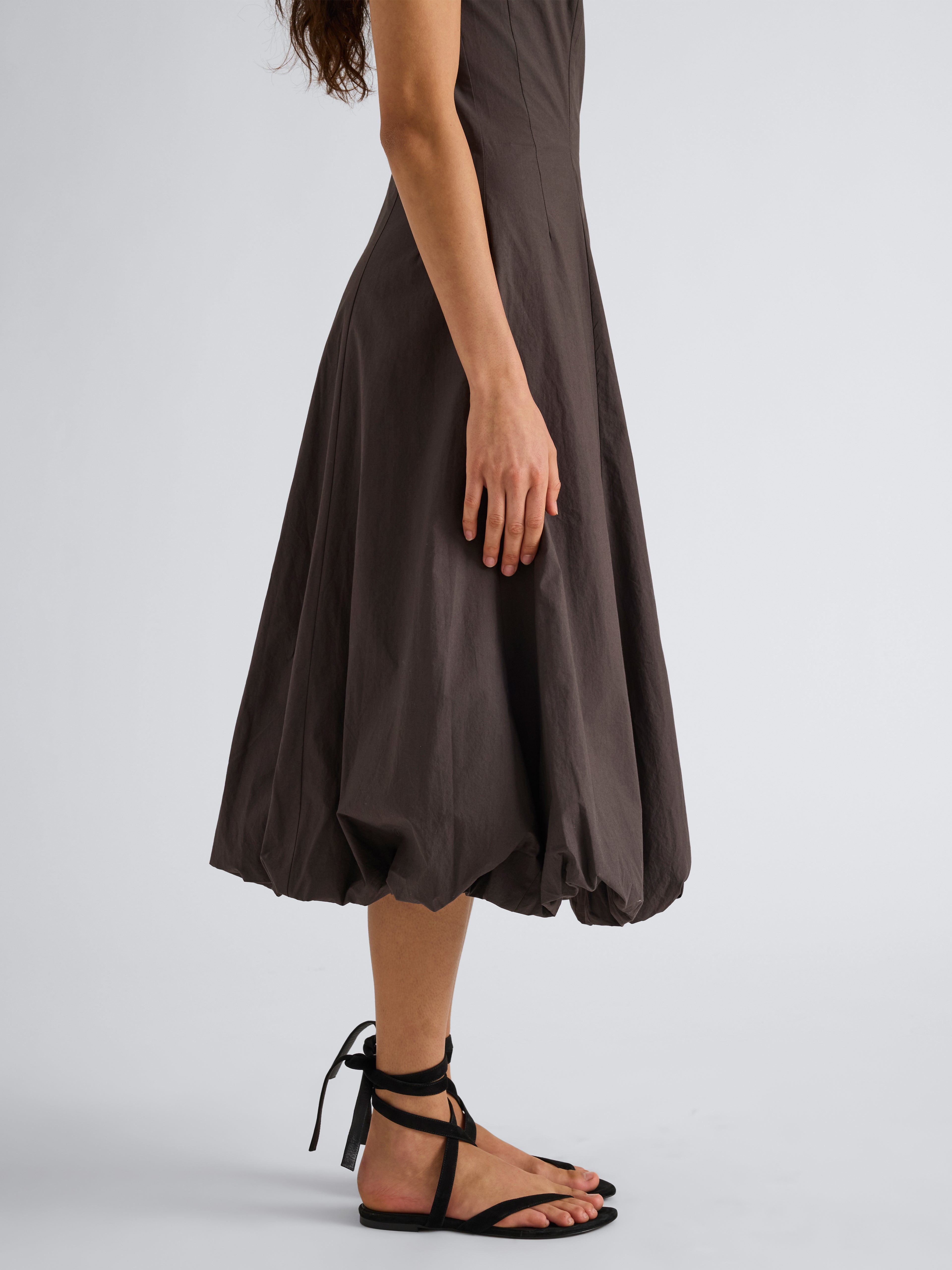 Proenza Schouler White Label Ella Dress in Rumpled Cotton - Coffee