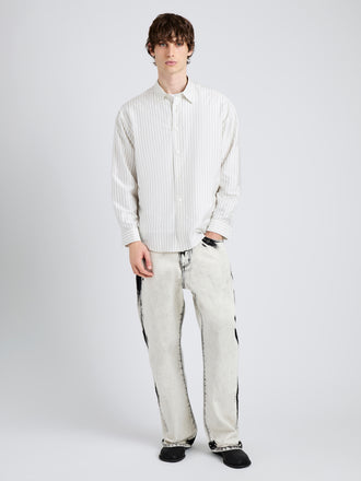 Proenza Schouler Front full length image of model wearing Ellsworth Jean in Fade Out in Fade Out Black