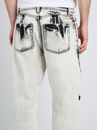 Proenza Schouler Detail image of model wearing Ellsworth Jean in Fade Out in Fade Out Black