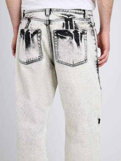 Proenza Schouler Detail image of model wearing Ellsworth Jean in Fade Out in Fade Out Black