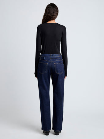 Proenza Schouler back image of model wearing Ellsworth Jean in INDIGO