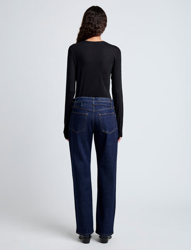 Proenza Schouler back image of model wearing Ellsworth Jean in INDIGO