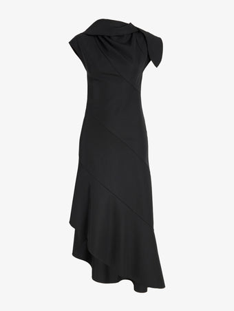 Porenza Schouler Still Life Image of Elodine Dress in Tropical Wool in Black